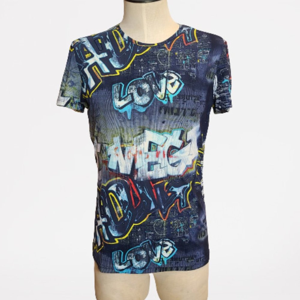 Robert Cavalli Paint Monogram-Print T-shirt - Picture 1 of 14